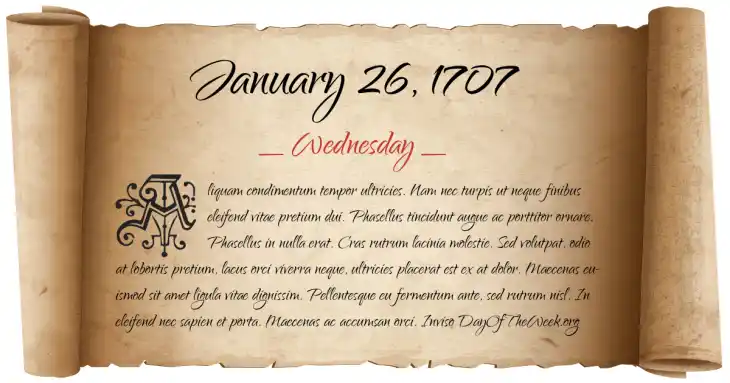 Wednesday January 26, 1707