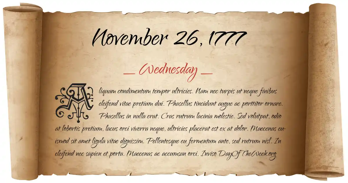 November 26, 1777 date scroll poster
