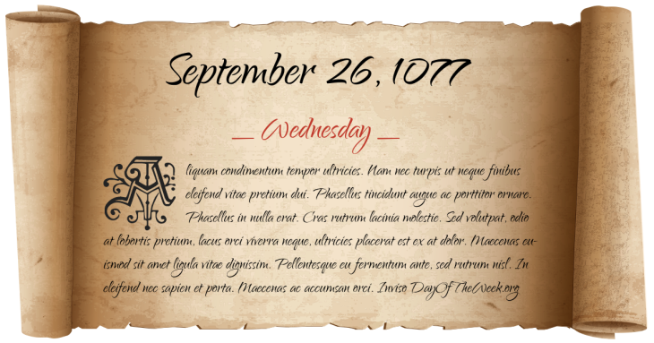 Wednesday September 26, 1077