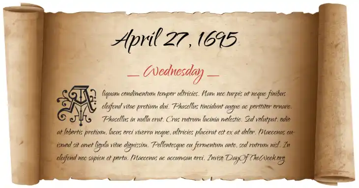 Wednesday April 27, 1695