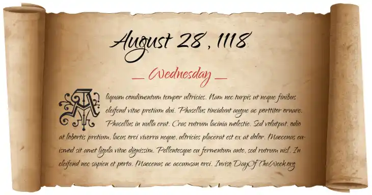 Wednesday August 28, 1118
