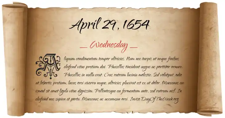 Wednesday April 29, 1654