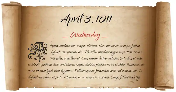 Wednesday April 3, 1011