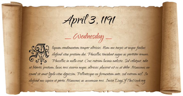 Wednesday April 3, 1191