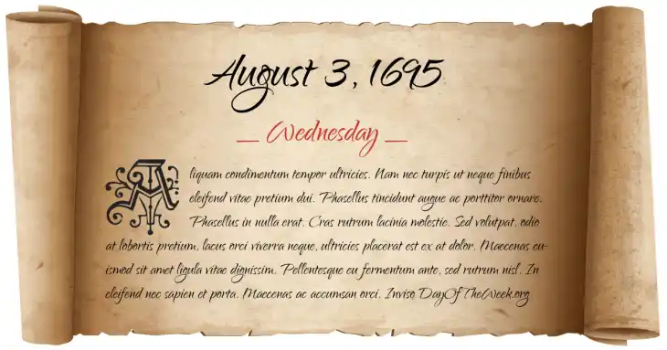 Wednesday August 3, 1695