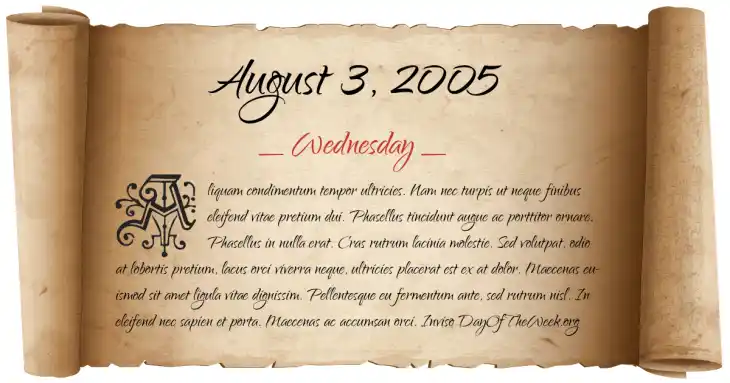 Wednesday August 3, 2005