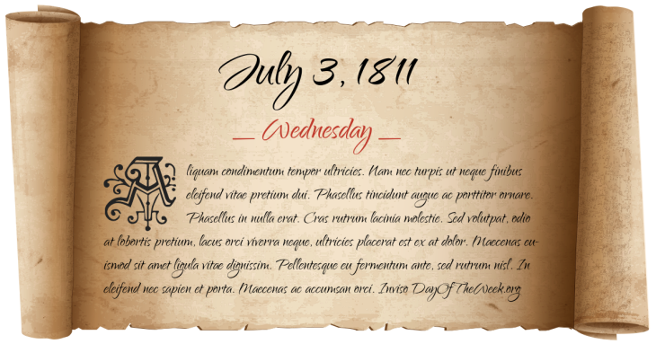Wednesday July 3, 1811