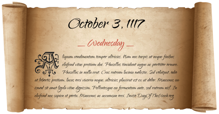 Wednesday October 3, 1117