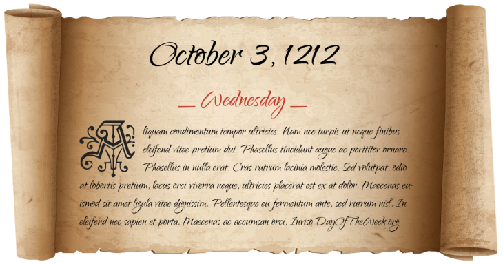 Wednesday October 3, 1212