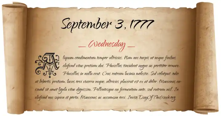 Wednesday September 3, 1777