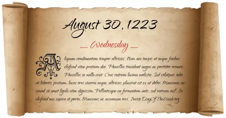 Wednesday August 30, 1223