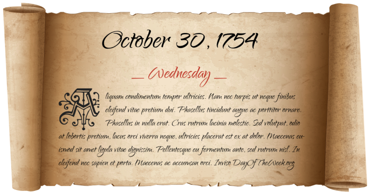 Wednesday October 30, 1754