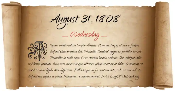 Wednesday August 31, 1808