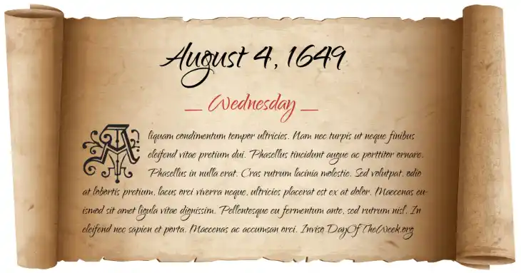 Wednesday August 4, 1649