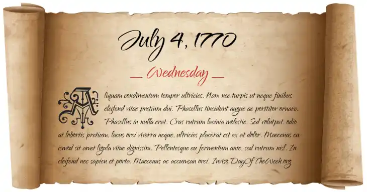 Wednesday July 4, 1770