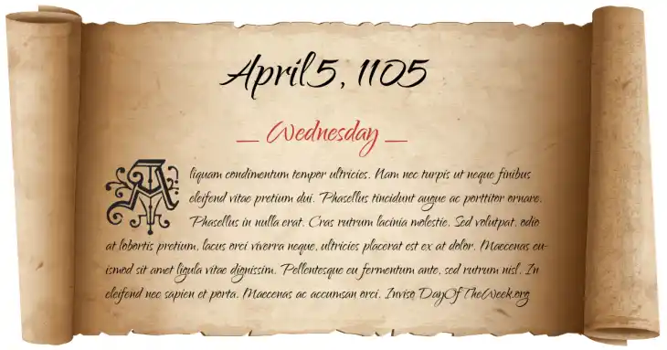 Wednesday April 5, 1105