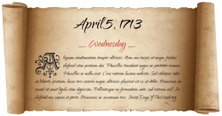 Wednesday April 5, 1713