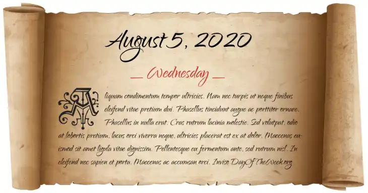 Wednesday August 5, 2020