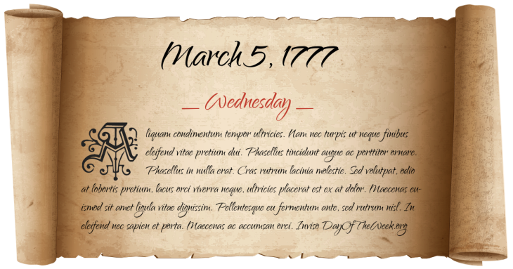 Wednesday March 5, 1777