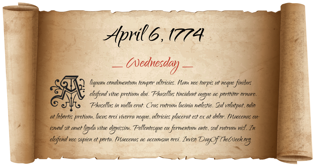 April 6, 1774 date scroll poster