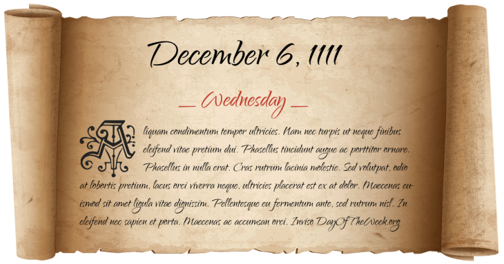 Wednesday December 6, 1111