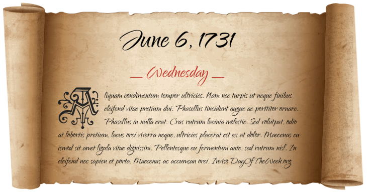 Wednesday June 6, 1731