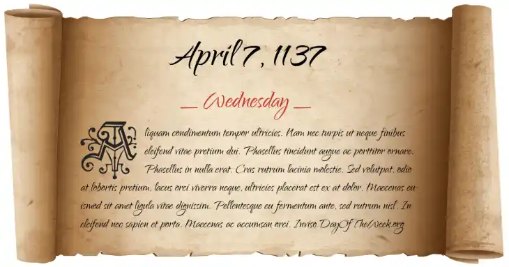 Wednesday April 7, 1137