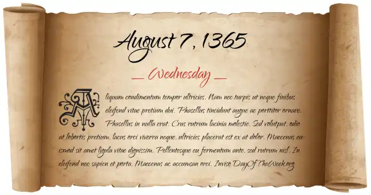 Wednesday August 7, 1365