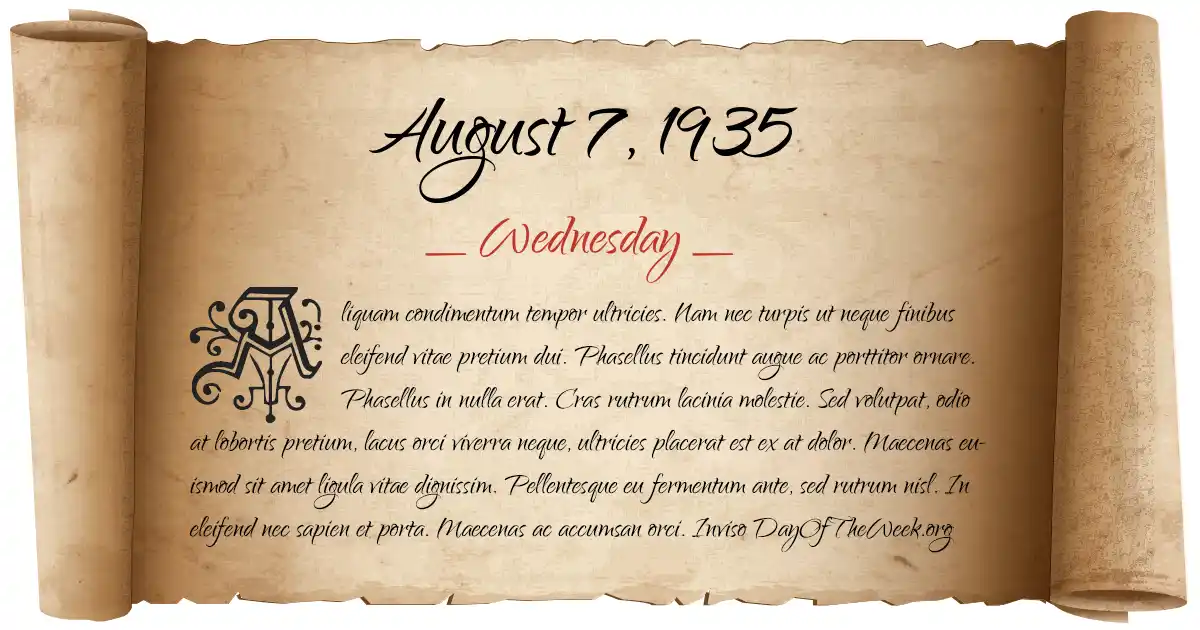 August 7, 1935 date scroll poster