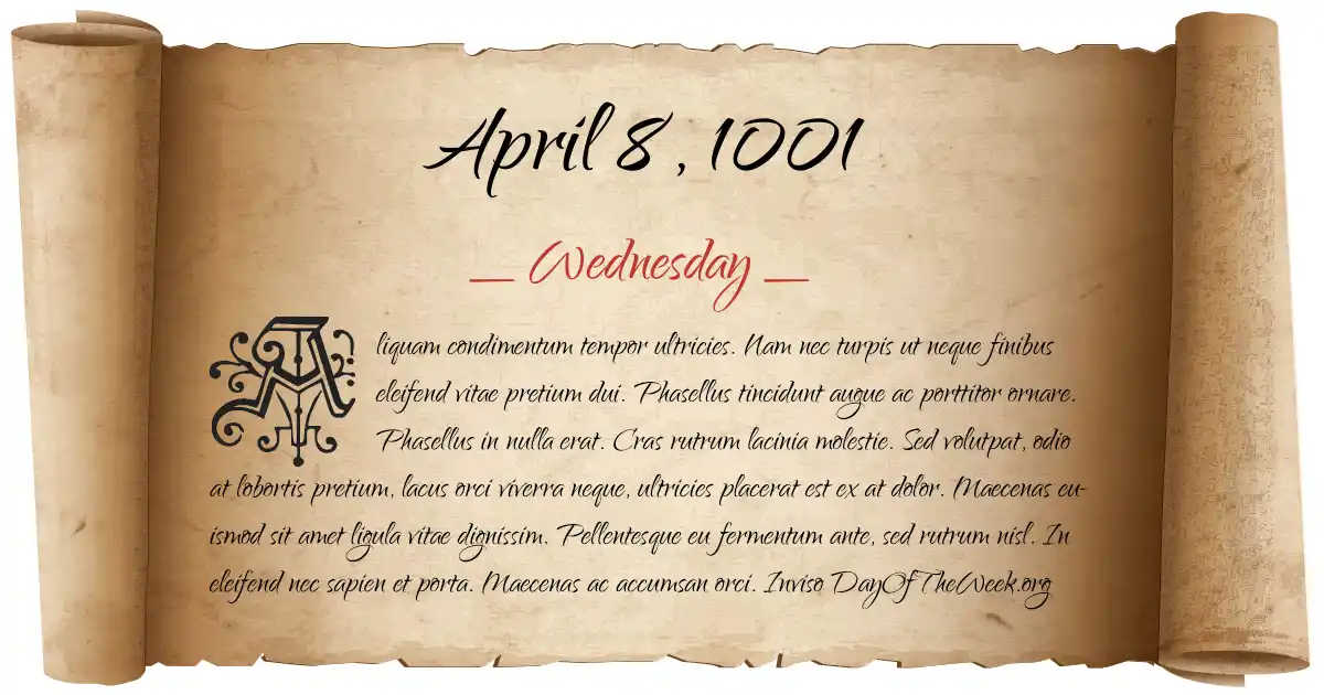 April 8, 1001 date scroll poster