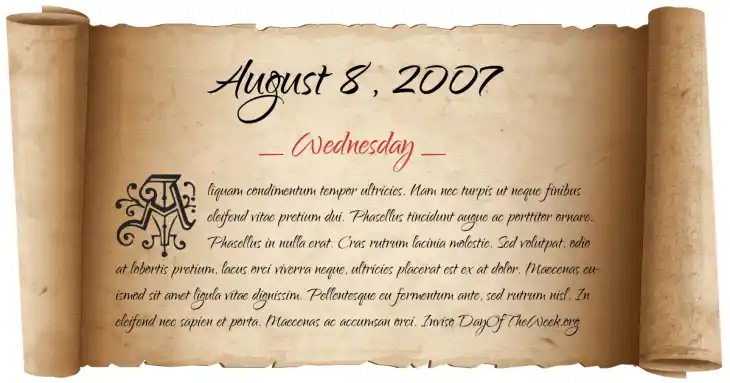 Wednesday August 8, 2007