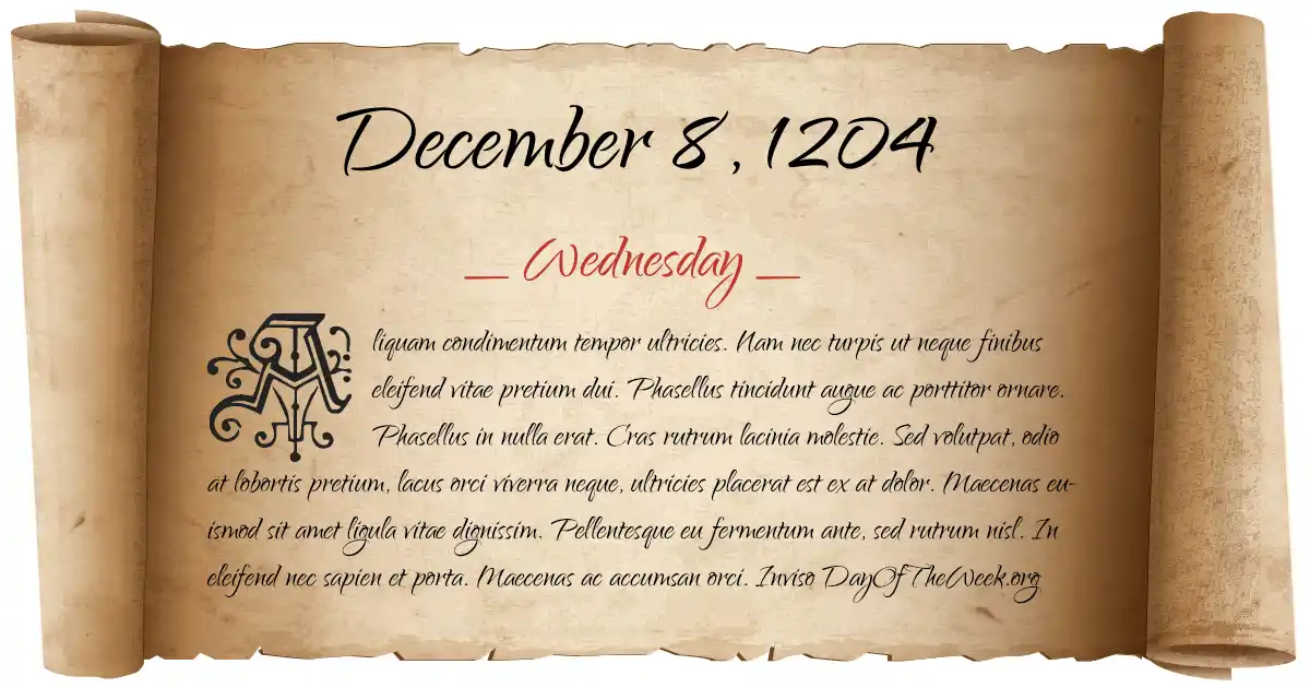 December 8, 1204 date scroll poster
