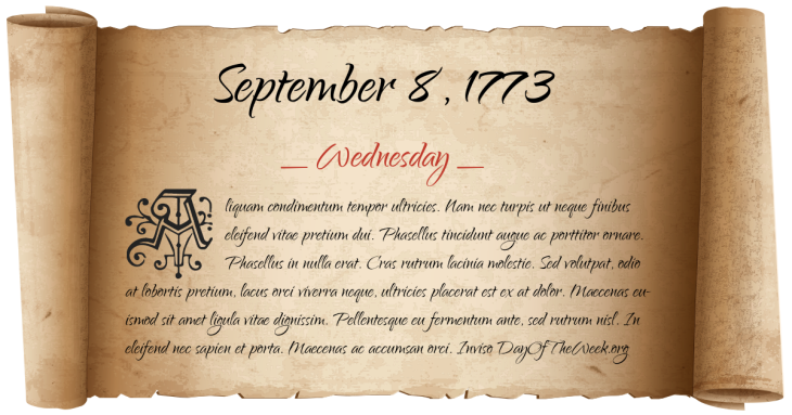 Wednesday September 8, 1773