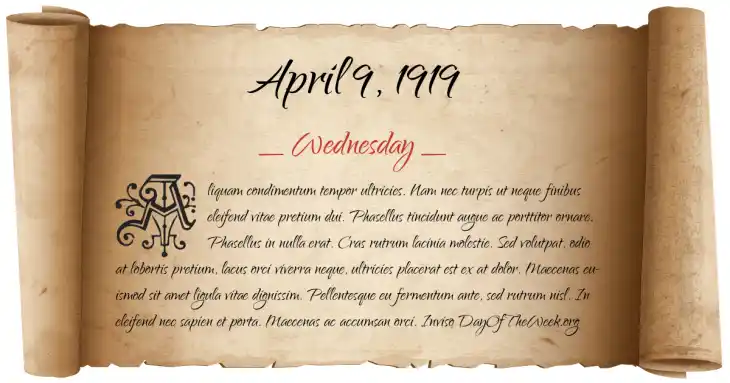Wednesday April 9, 1919